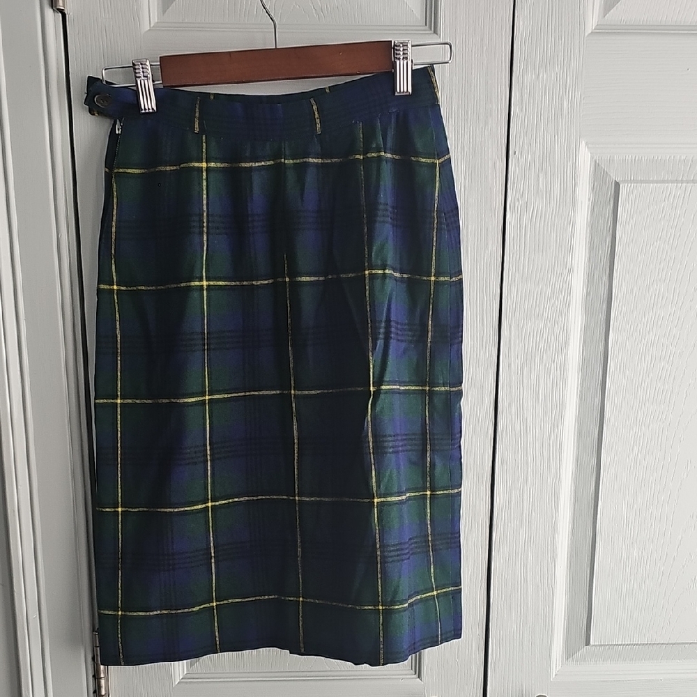 Pendleton Women's Plaid Pencil Skirt in Blue and Green